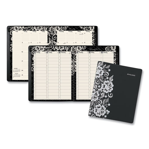 Lacey Weekly Block Format Professional Appointment Book, Lacey Artwork, 11 x 8.5, Black/White, 13-Month: Jan 2026 to Jan 2027