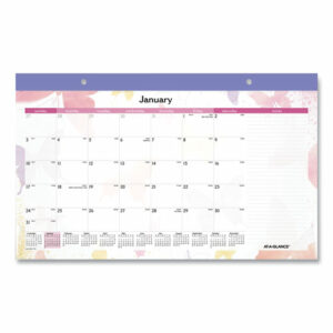 Watercolors Monthly Desk Pad Calendar, Butterfly Artwork, 17.75 x 11, White Sheets, Purple Binding, 12-Month (Jan-Dec): 2026