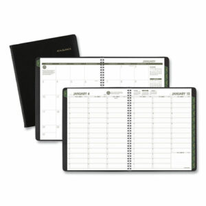 Recycled Weekly Vertical-Column Format Appointment Book, 11 x 8.25, Black Cover, 12-Month (Jan to Dec): 2026