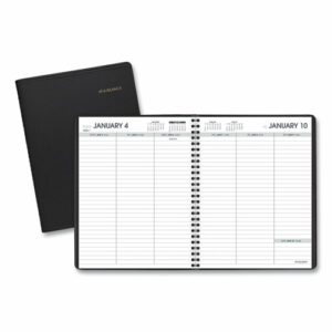 Weekly Planner Ruled for Open Scheduling, 8.75 x 6.75, Black Cover, 12-Month (Jan to Dec): 2026