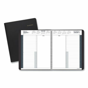 24-Hour Daily Appointment Book, 11 x 8.5, Black Cover, 12-Month (Jan to Dec): 2026