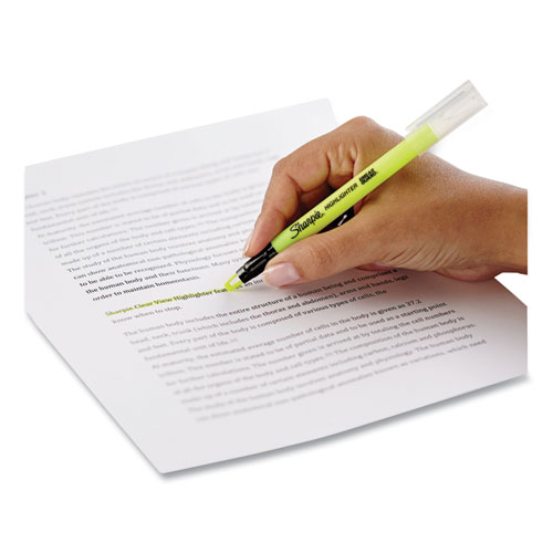 Clearview Pen-Style Highlighter, Fluorescent Yellow Ink, Chisel Tip, Yellow/Black/Clear Barrel, 3/Pack - Image 7