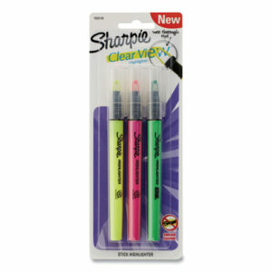 Clearview Pen-Style Highlighter, Assorted Ink Colors, Chisel Tip, Assorted Barrel Colors, 3/Pack