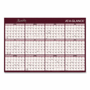 Reversible Horizontal Erasable Wall Planner, 48 x 32, Assorted Sheet Colors, 12-Month (Jan to Dec): 2026