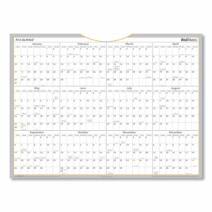WallMates Self-Adhesive Dry Erase Yearly Planning Surfaces, 24 x 18, White/Gray/Orange Sheets, 12-Month (Jan to Dec): 2026
