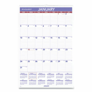 Monthly Wall Calendar with Ruled Daily Blocks, 20 x 30, White Sheets, 12-Month (Jan to Dec): 2026