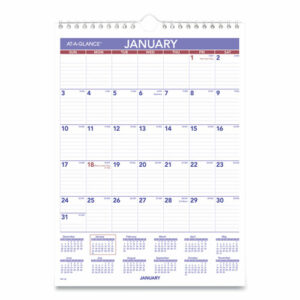 Monthly Wall Calendar with Ruled Daily Blocks, 8 x 11, White Sheets, 12-Month (Jan to Dec): 2026