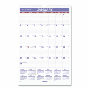 Monthly Wall Calendar with Ruled Daily Blocks, 15.5 x 22.75, White Sheets, 12-Month (Jan to Dec): 2026