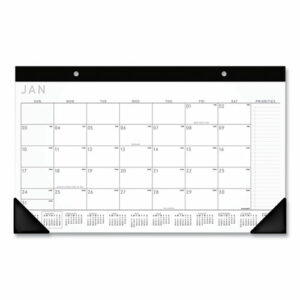 Contemporary Monthly Desk Pad, 18 x 11, White Sheets, Black Binding/Corners,12-Month (Jan to Dec): 2026