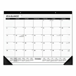 Academic Year Ruled Desk Pad, 21.75 x 17, White Sheets, Black Binding, Black Corners, 16-Month: Sept 2025 to Dec 2026