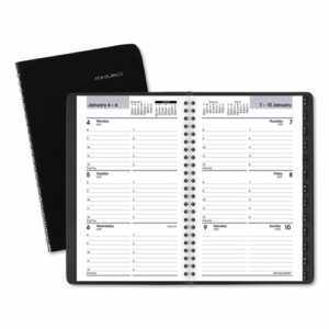 DayMinder Block Format Weekly Appointment Book, Tabbed Telephone/Add Section, 8.5 x 5.5, Black, 12-Month (Jan to Dec): 2026