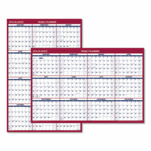 Erasable Vertical/Horizontal Wall Planner, 24 x 36, White/Blue/Red Sheets, 12-Month (Jan to Dec): 2026