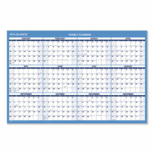 Horizontal Reversible/Erasable Wall Planner, 36 x 24, White/Blue Sheets, 12-Month (Jan to Dec): 2026