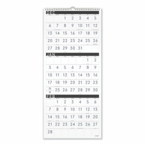 Three-Month Reference Wall Calendar, Contemporary Artwork/Formatting, 12 x 27, White Sheets, 15-Month: Dec 2025 to Feb 2027