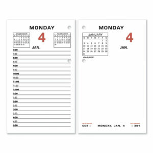 Two-Color Desk Calendar Refill, 3.5 x 6, White Sheets, 12-Month (Jan to Dec): 2026