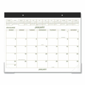 Two-Color Desk Pad, 21.75 x 17, White Sheets, Black Binding, Clear Corners, 12-Month (Jan to Dec): 2026
