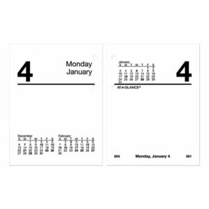 Compact Desk Calendar Refill, 3 x 3.75, White Sheets, 12-Month (Jan to Dec): 2026