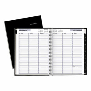 DayMinder Hardcover Weekly Vertical-Column Format Appointment Book, 11 x 8, Black Cover, 12-Month (Jan to Dec): 2026