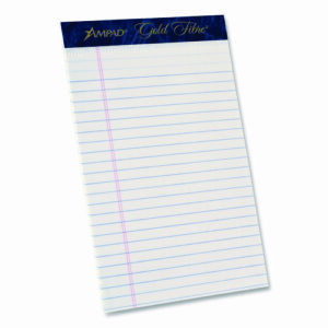 Gold Fibre Writing Pads, Medium/College Rule, 50 White 5 x 8 Sheets, Dozen