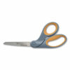 Titanium Bonded Scissors, 8" Long, 3.5" Cut Length, Crane-Style Gray/Yellow Handle