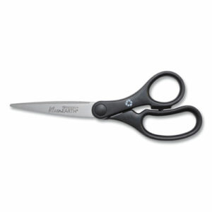 KleenEarth Basic Plastic Handle Scissors, 7" Long, 2.8" Cut Length, Straight Black Handle