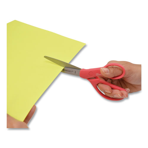 Student Scissors with Antimicrobial Protection, Pointed Tip, 7" Long, 3" Cut Length, Randomly Assorted Handle Color - Image 2