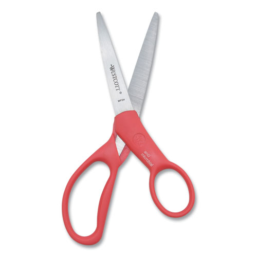 Student Scissors with Antimicrobial Protection, Pointed Tip, 7" Long, 3" Cut Length, Randomly Assorted Handle Color - Image 3