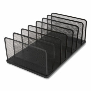 Wire Mesh Vertical Document Sorter, 7 Sections, Letter-Size, 8.54 x 15.43 x 8.77, Matte Black