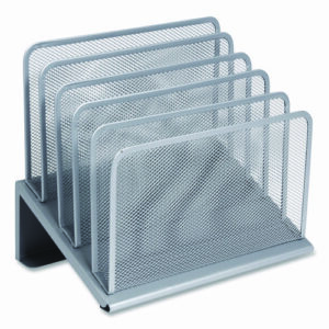 Wire Mesh Incline Sorter, Open Design, 5 Sections, Letter-Size, 7.72 x 11.65 x 10.83, Silver