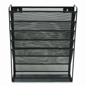 Wire Mesh Incline Sorter, Enclosed Design, 5 Sections, Letter-Size, 13.38 x 4.52 x 16.45, Matte Black