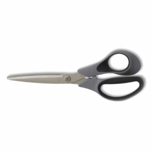 Non-Stick Titanium-Coated Scissors, 8" Long, 3.86" Cut Length, Straight Gray/Black Handle, Gun-Metal Gray Blades