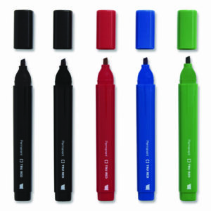 Permanent Marker, Tank-Style, Medium Chisel Tip, Assorted Colors, 5/Pack