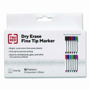 Dry Erase Marker, Pen-Style, Fine Bullet Tip, Assorted Colors, 12/Pack