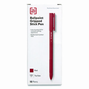 Gripped Ballpoint Pen, Stick, Medium 1 mm, Red Ink, Red Barrel, Dozen
