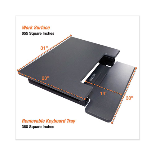 High Rise Height Adjustable Standing Desk with Keyboard Tray, 31" x 31.25" x 5.25" to 20", Gray/Black - Image 6