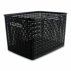 Plastic Weave Bin, Large, 13.5" x 10.5" x 8.75", Black