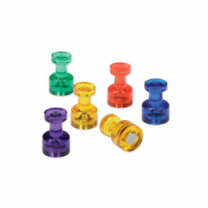 7510016875678, SKILCRAFT Magnetic Pushpins, 0.5" Long, 0.38" Diameter, Assorted Colors, 6/Pack