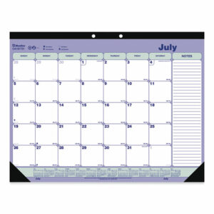Academic 13-Month Desk Pad Calendar, 21.25 x 16, White/Blue/Green Sheets, Black Headband, 13-Month: July 2025 to July 2026