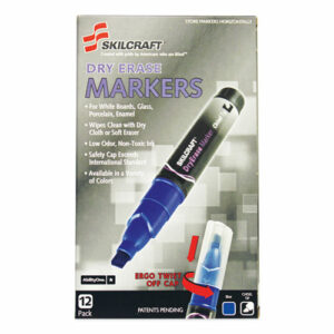 7520015105658, SKILCRAFT Dry Erase Marker, Broad Chisel Tip, Blue, Dozen