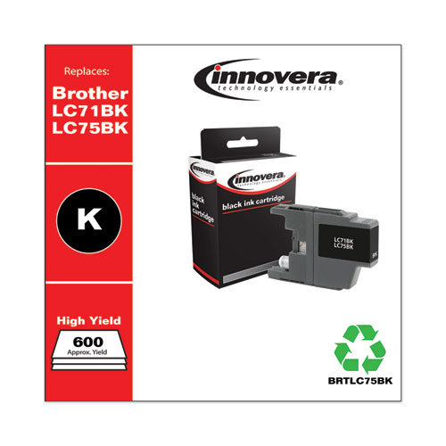 Remanufactured Black High-Yield Ink, Replacement for LC75BK, 600 Page-Yield - Image 2
