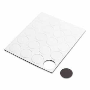 Heavy-Duty Board Magnets, Circles, 0.75" Diameter, White, 20/Pack