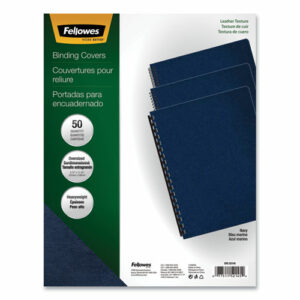 Executive Leather-Like Presentation Cover, Plastic, Round Corners, 11.25 x 8.75, Navy, 50/Pack