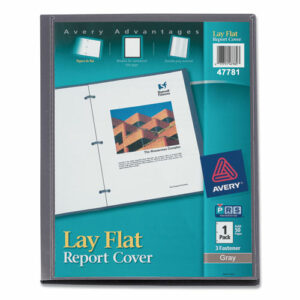 Lay Flat View Report Cover, Flexible Fastener, 0.5" Capacity, 8.5 x 11, Clear/Gray