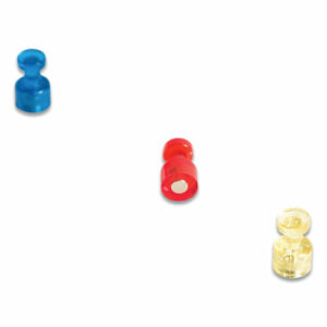 Magnetic Push Pins, 0.75" Long, 0.38" Diameter, Assorted Colors, 6/Pack