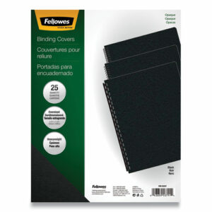 Futura Presentation Covers for Binding Systems, Plastic, Round Corners, 11.25 x 8.75, Matte Black, 25/Pack