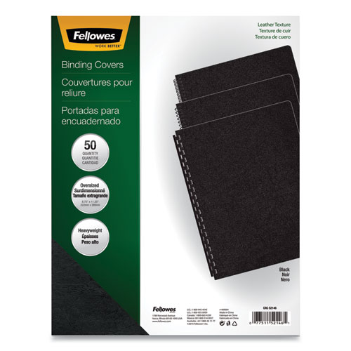 Executive Leather-Like Presentation Cover, Plastic, Round Corners, 11.25 x 8.75, Black, 50/Pack