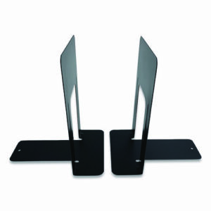Steel Bookends, Contemporary Style, Nonskid Base, 6 x 8 x 9.25, Black, Pair