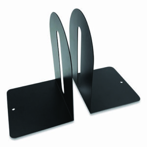 Steel Bookends, Fashion Style, Nonskid Base, 5.5 x 4.75 x 7.25, Black, Pair