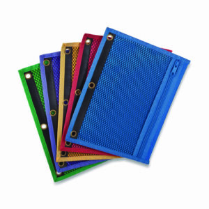 Mesh Binder Pockets, 3-Hole Punched, 10.5" x 7.5", Randomly Assorted Colors