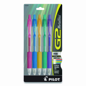 G2 Metallics Gel Pen, Retractable, Fine 0.7 mm, Assorted Metallic Ink and Barrel Colors, 5/Pack